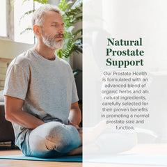 Global Healing Center Prostate Health capsules supporting normal urinary flow.