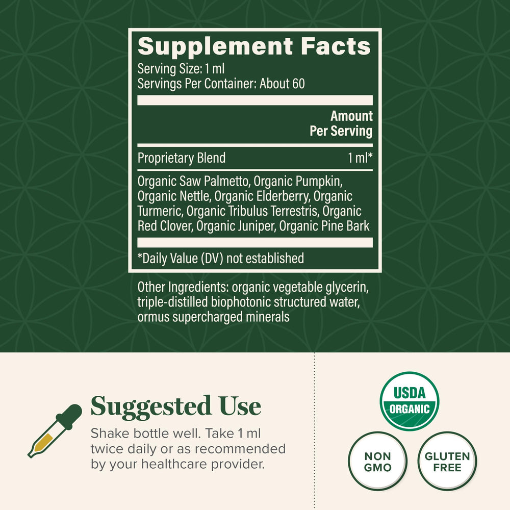 Global Healing Center Prostate Health packaging box highlights natural ingredients.