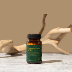 Global Healing Center Supercharged C60 ingredients list emphasizes organic MCT and carbon fullerene.