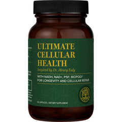 Global Healing Center Ultimate Cellular Health bottle demonstrates NAD+ support for daily energy.