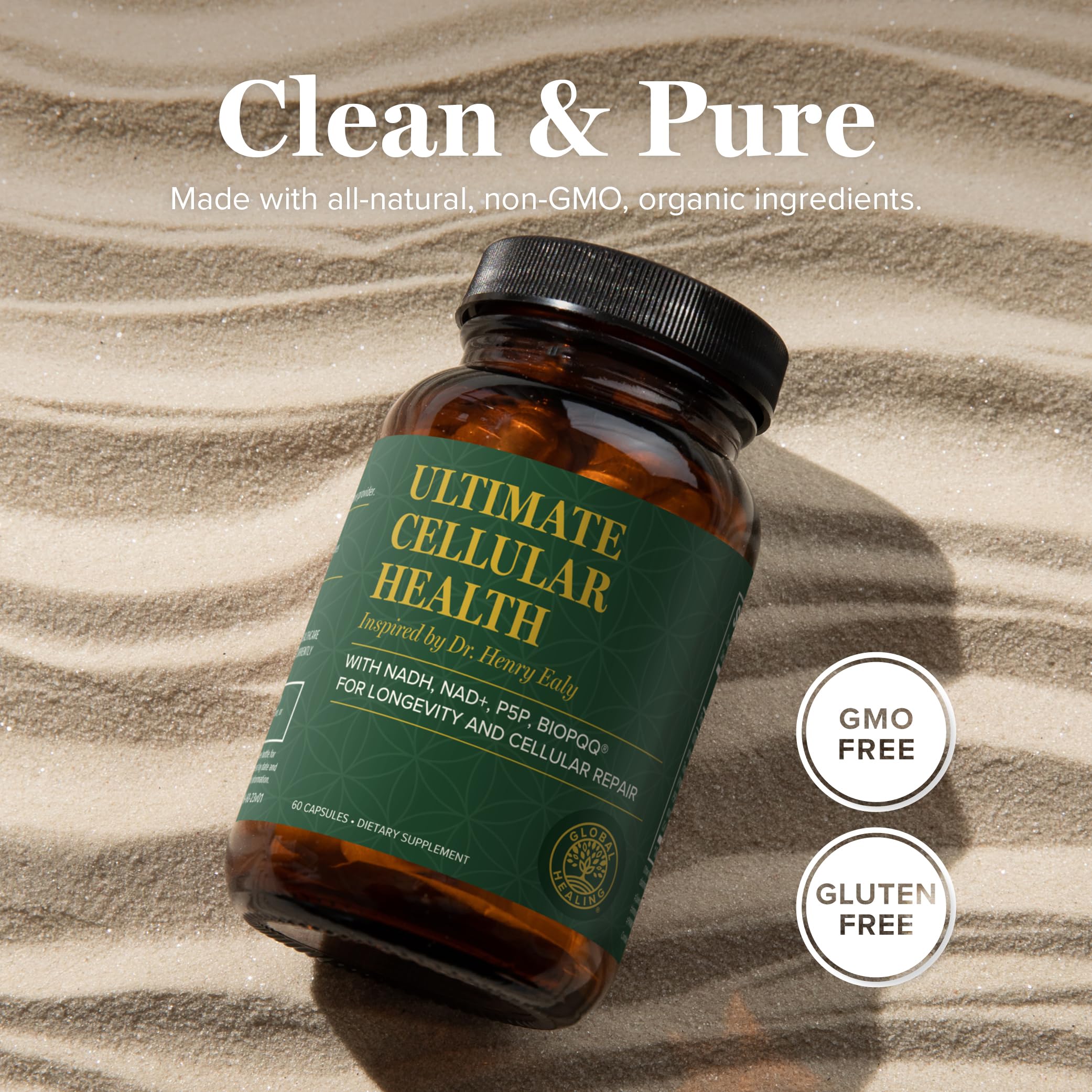 Global Healing Center Ultimate Cellular Health resveratrol-boost image signals antioxidant support.
