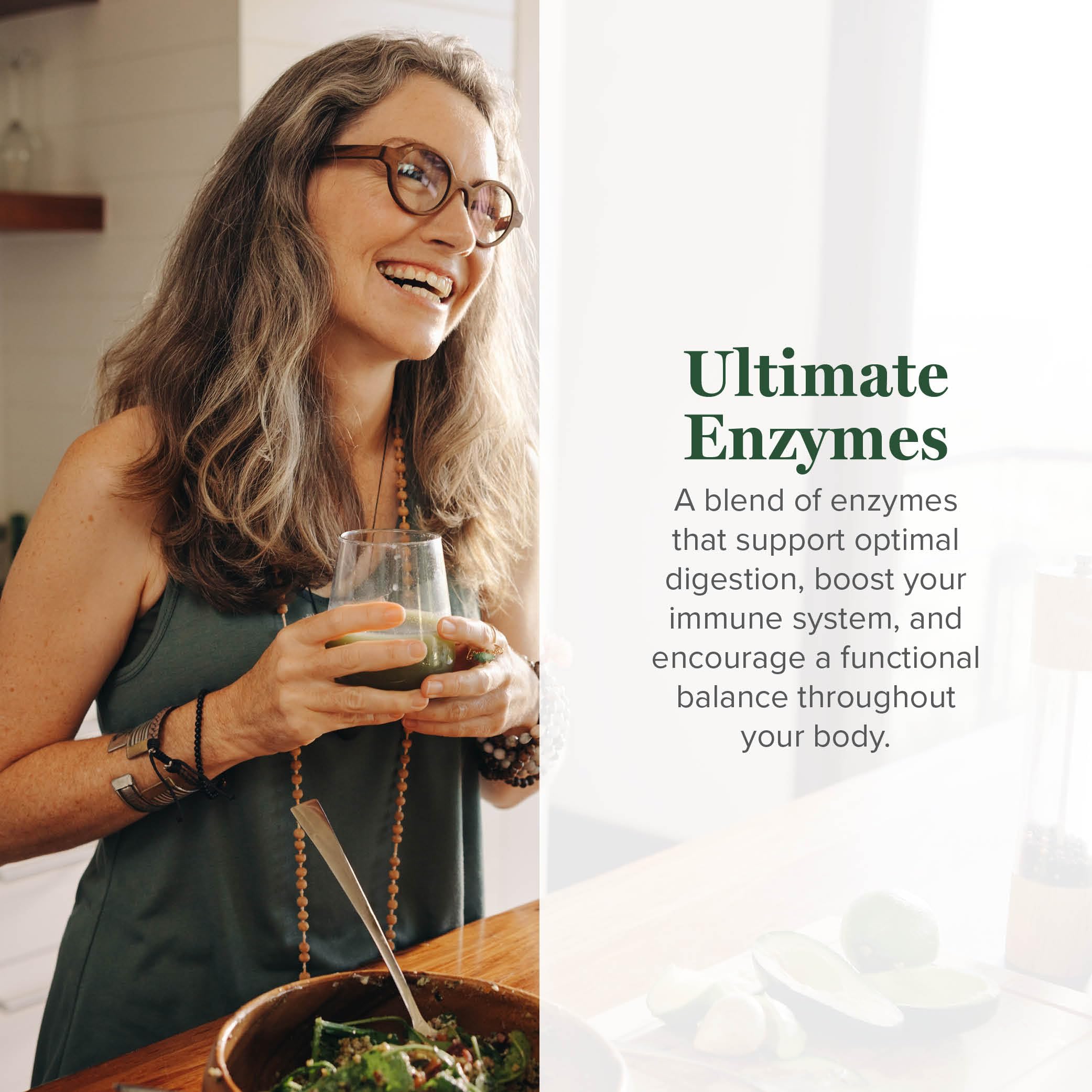 Global Healing Center Ultimate Enzymes label close-up highlights lipase for fat digestion.