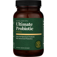 Global Healing Center Ultimate Probiotic bottle front signals high-potency gut health.