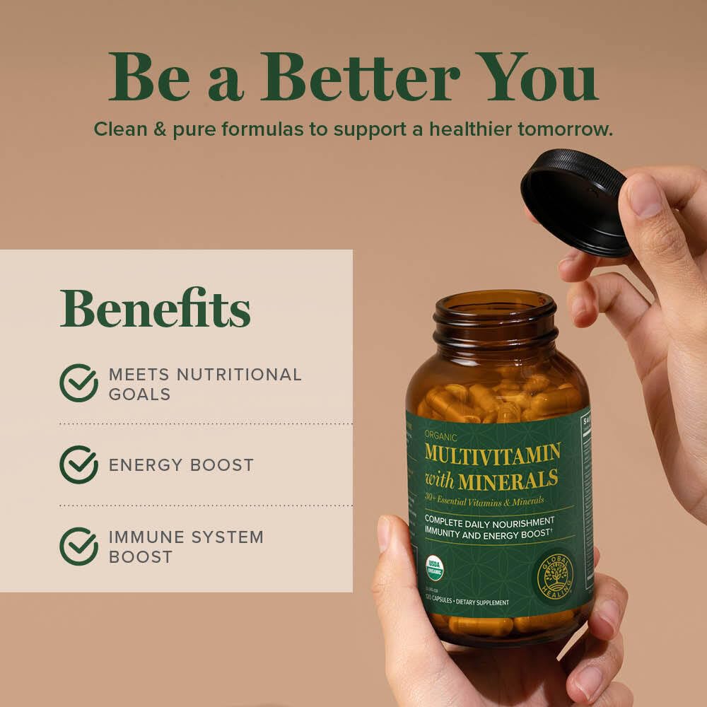 Global Healing Center packaging photo suggests convenient 120-count bottle for ongoing use.