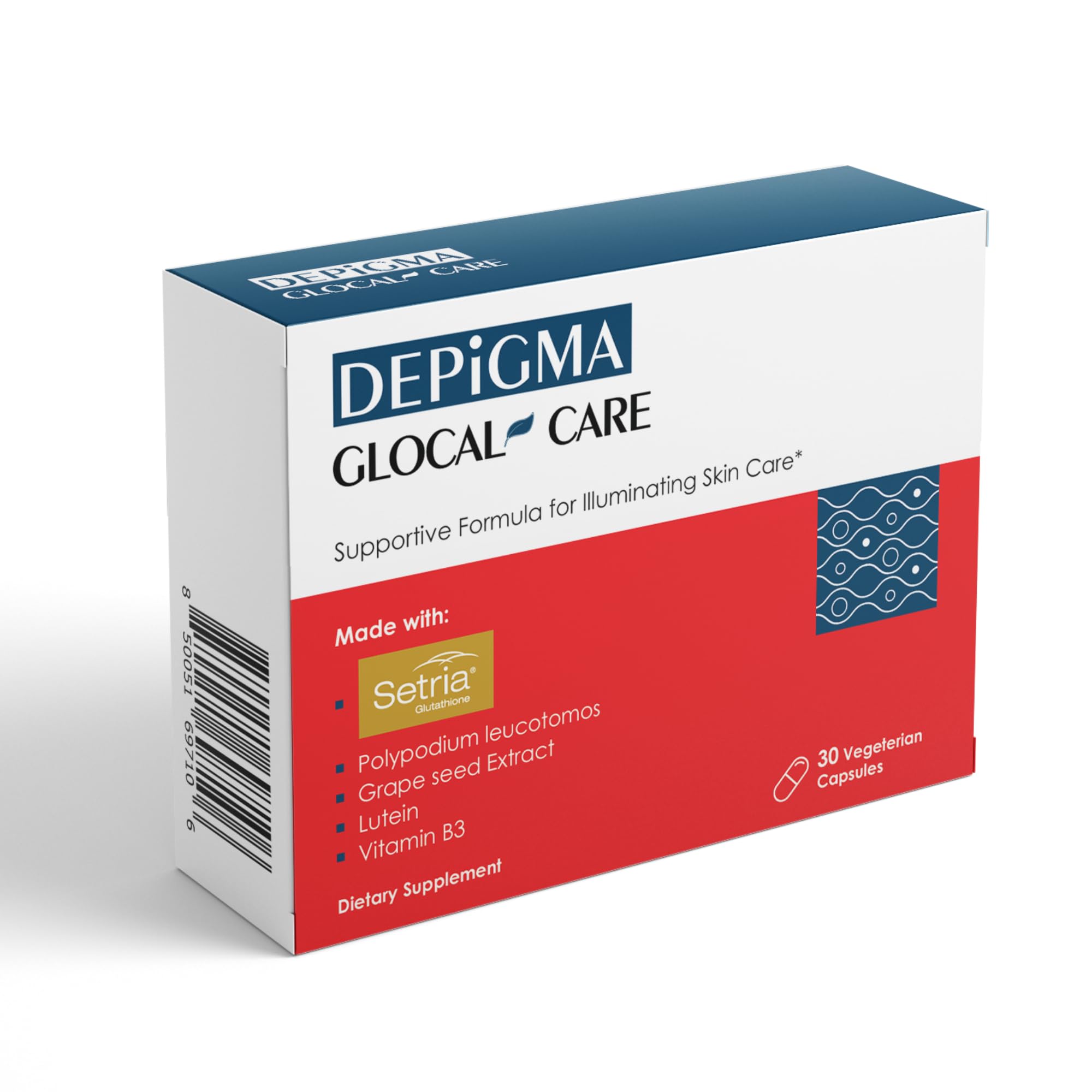 GlocalCare Depigma bottle front for daily skin support.