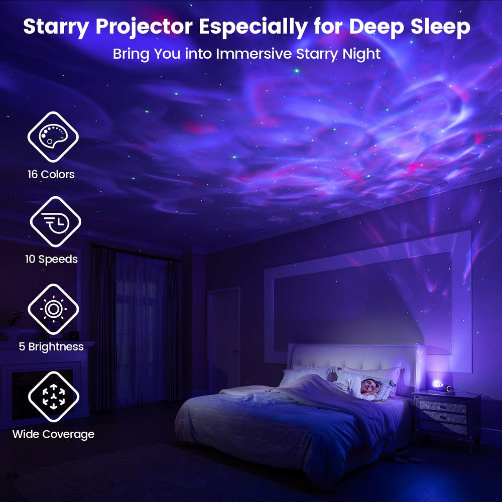 Glocusent Star Projector creates a soothing room ambience with a starry sky.
