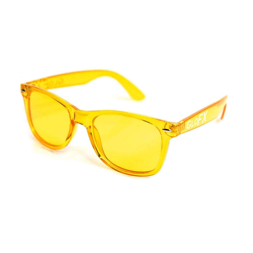 GloFX Color Therapy Glasses 5-pack lenses close-up emphasizes tinted lenses for color therapy vibes