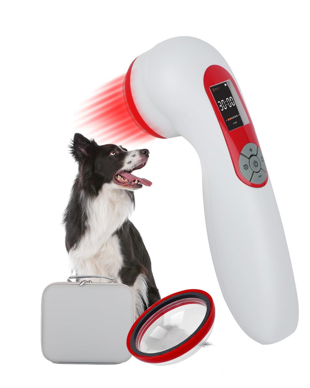 GLOHFAN handheld red light therapy device front view for targeted relief.