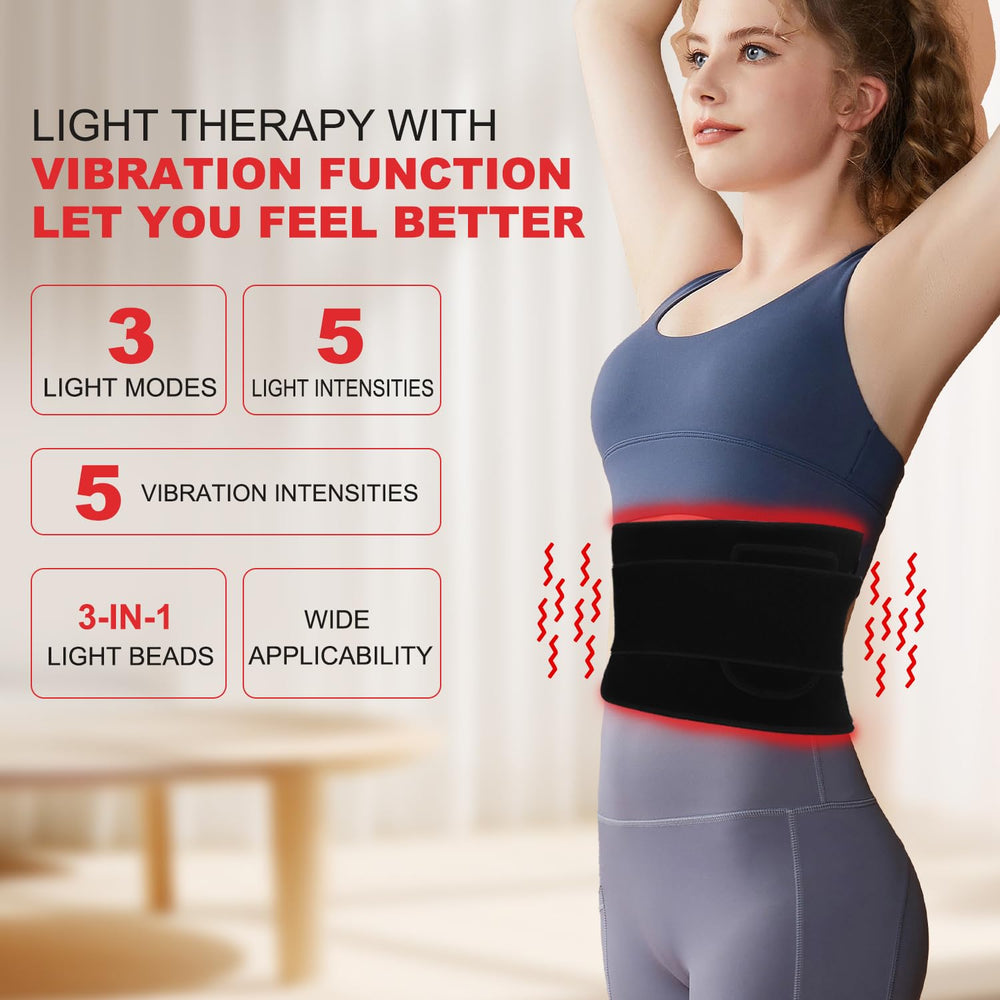 GLOHFAN vibration massage pad enhances relaxation during light therapy sessions.