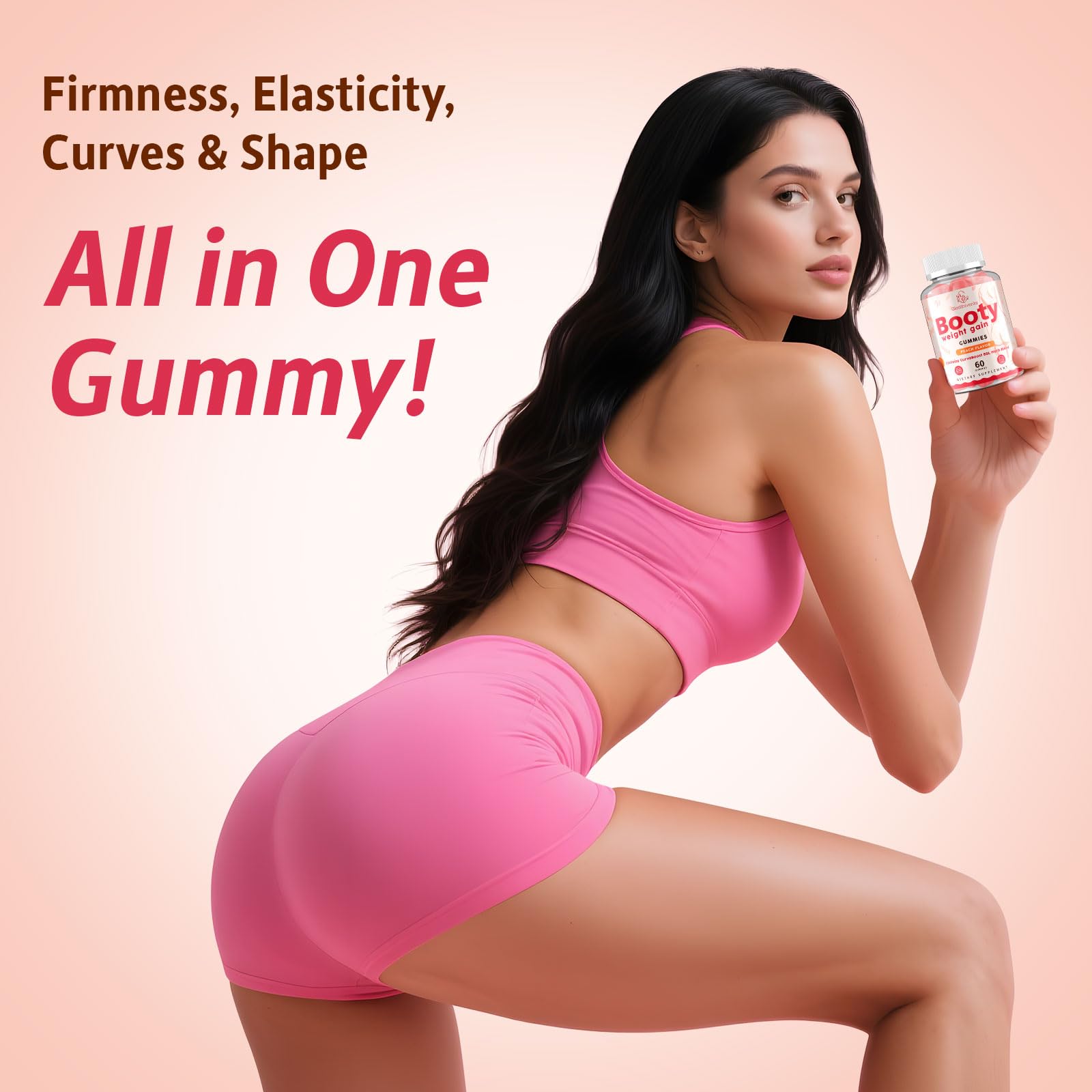 Glorithiventa Booty Gummies peach flavor shot for a tasty daily bite.