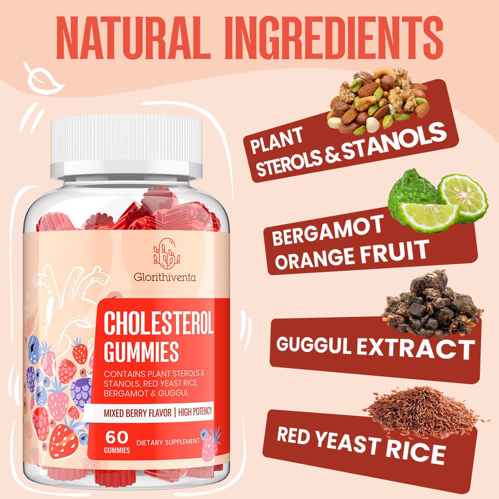 Glorithiventa bergamot extract visual with gummies suggesting support.