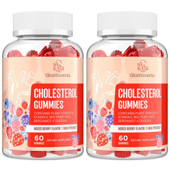 Glorithiventa cholesterol gummies mixed berry bottle for daily use.