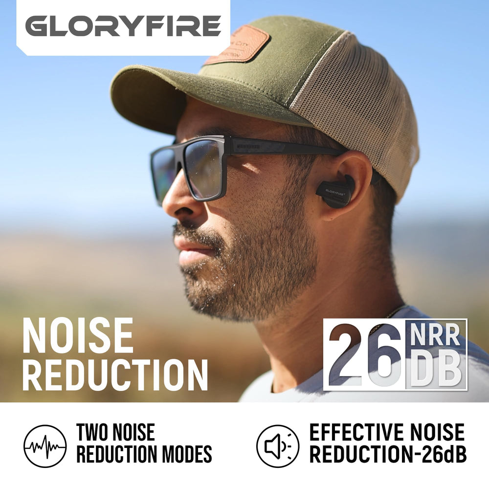 GLORYFIRE electronic ear plugs with sound-amplification provide clearer ambient cues.