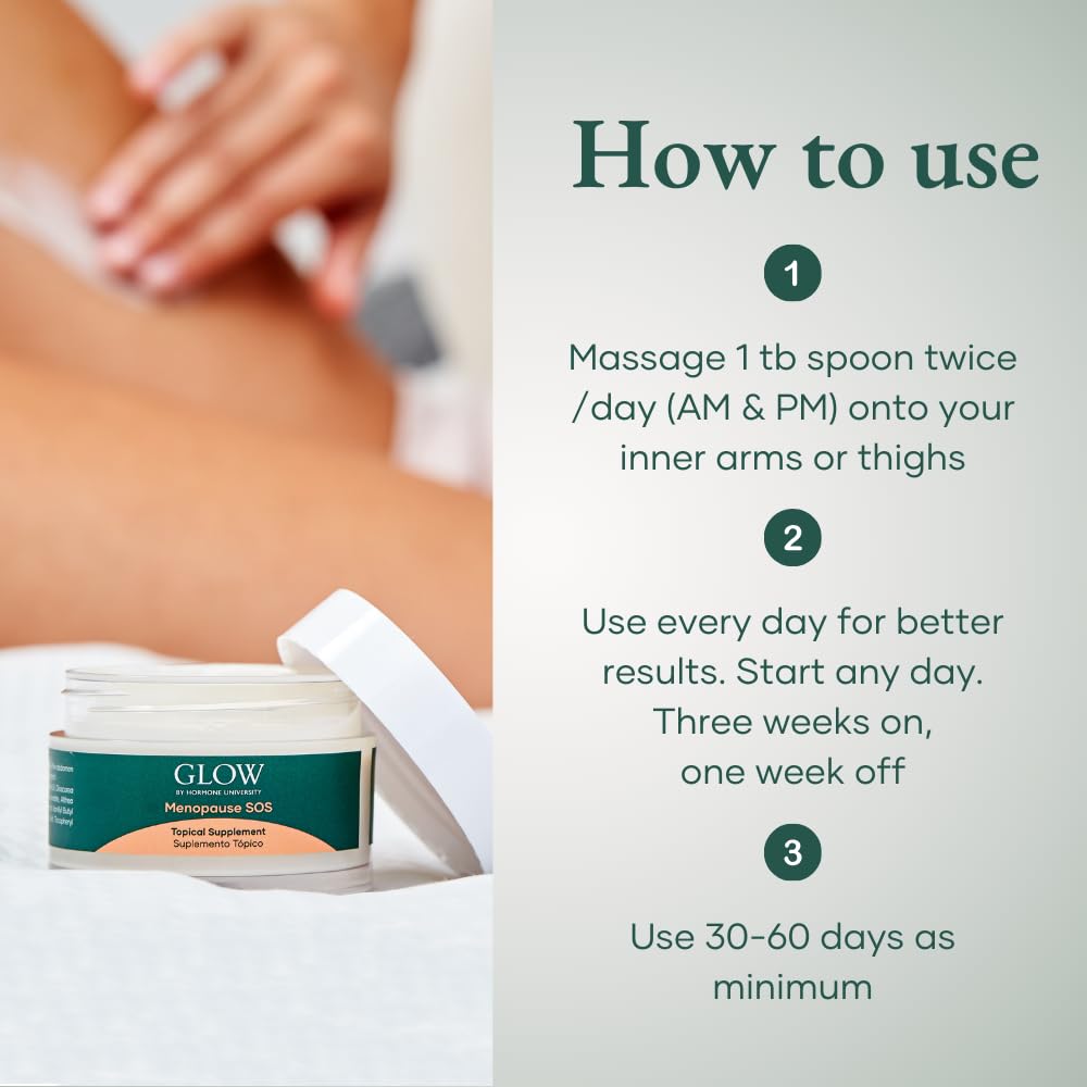 Glow Botanica application hand applying cream on forearm for night sweats relief.