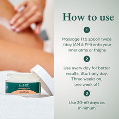 Glow Botanica application hand applying cream on forearm for night sweats relief.