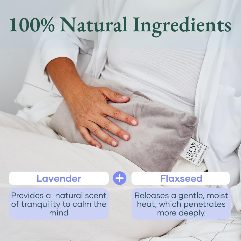 Glow Botanica heating pad for microwave use delivering warm, gentle relief.