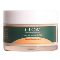 Glow Botanica menopause cream bottle for non-hormonal topical relief during hot flashes.