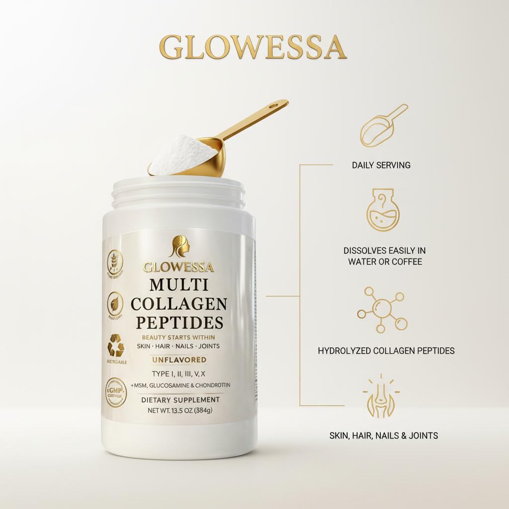 Glowessa collagen powder added to coffee for a smooth, flavor-neutral boost