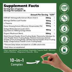 GlowEver Moringa Mushroom blend bottle supporting immune and gut wellness.