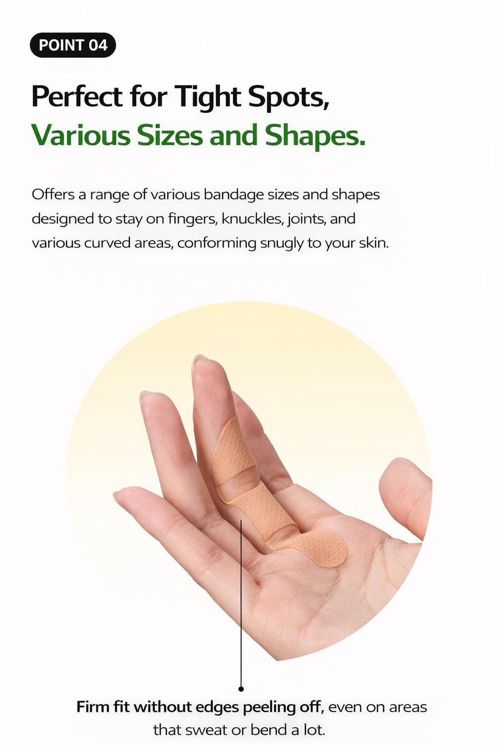 GLOWHAN Careleaves close-up of breathable bandage adhesion for secure wear