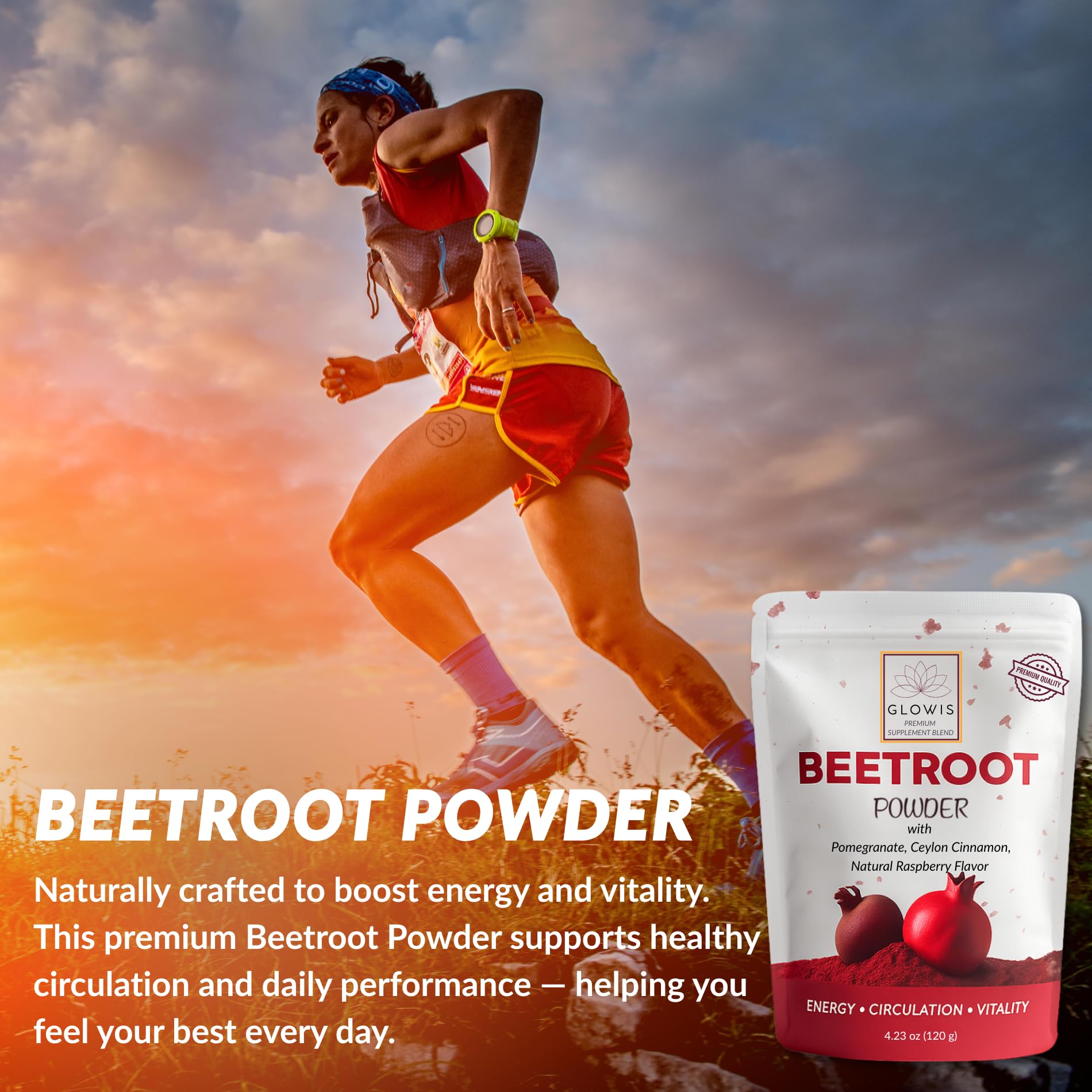 GLOWIS beet root powder vegan non-GMO seal signaling clean-label option