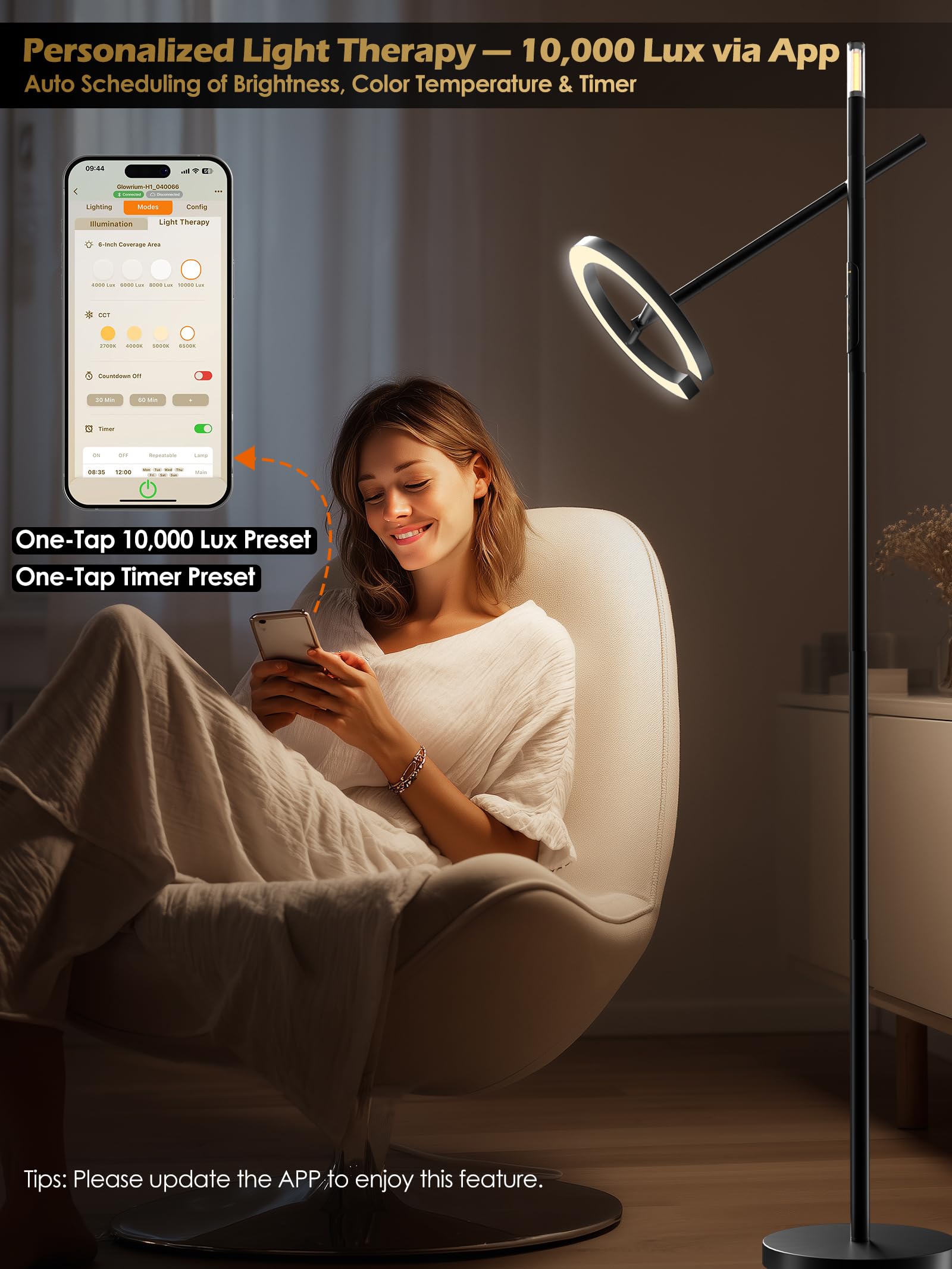 GLOWRIUM controlled via app and remote for easy presets.