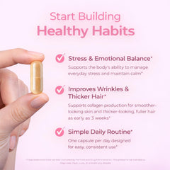 GlowTrue Stress support banner closeup illustrating balanced stress response