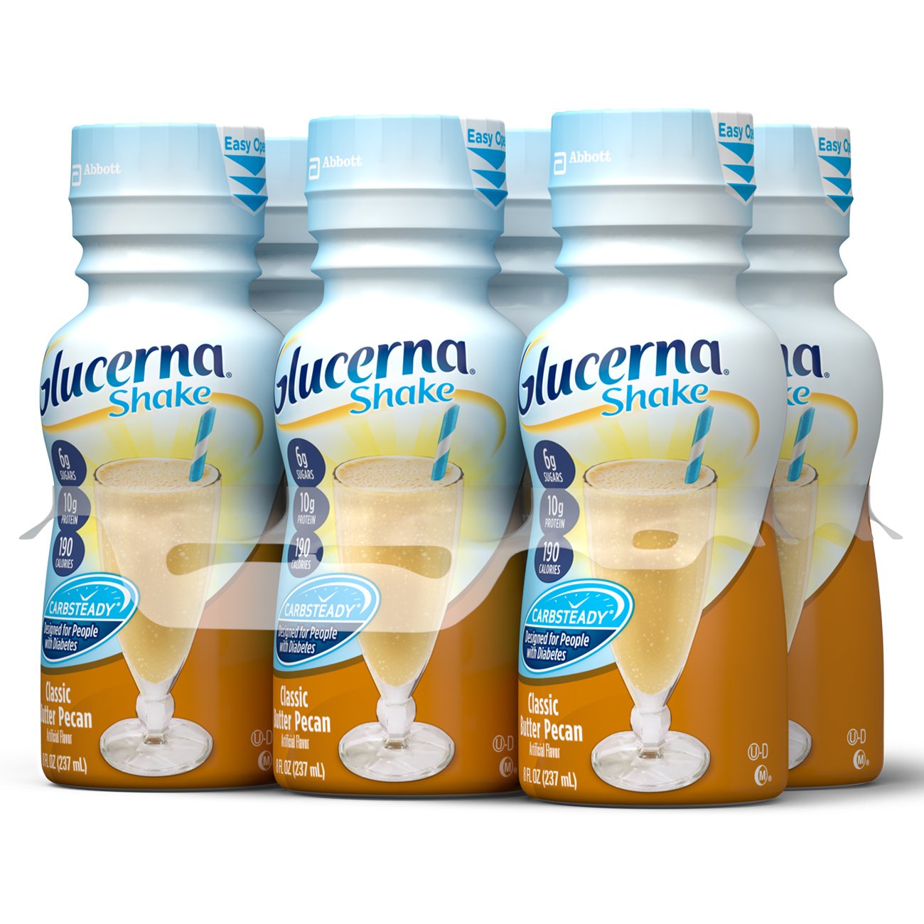 Glucerna Original Butter Pecan nutrition panel, shows 10g protein per serving for hunger management.