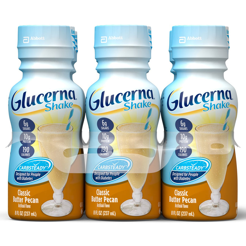 Glucerna Original Butter Pecan being poured into a glass, supports steady energy.