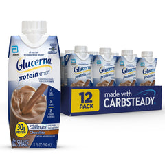 Glucerna Protein Smart chocolate bottle close-up for diabetes-friendly shake