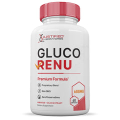 Gluco Renu hawthorn and hibiscus ingredients highlighted for natural formulation.