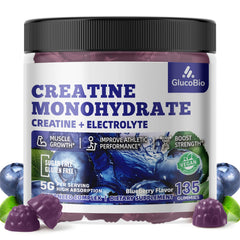 GlucoBio Creatine Gummies 135-count bottle showcases value-packed, long-term supplementation.