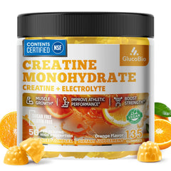 GlucoBio Creatine Monohydrate Gummies bottle for convenient pre-workout energy support.