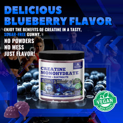 GlucoBio Creatine Gummies vegan and sugar-free label emphasizes dietary compatibility.