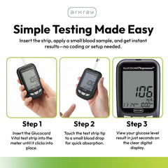No coding needed with GLUCOCARD Expression strips for simple testing.