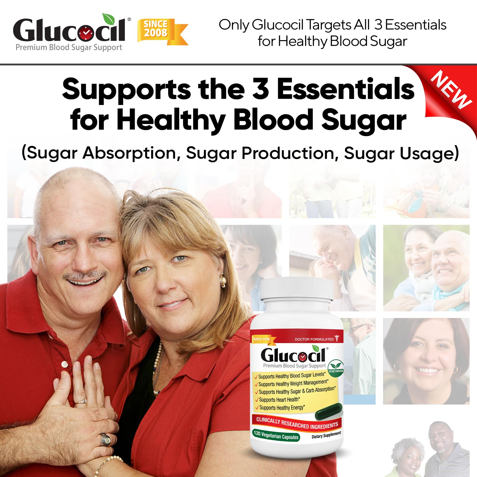 Glucocil mulberry leaf extract jar highlighting natural blend for balanced sugar response