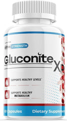 GLUCONITE 1XP label close-up highlights premium blood formula ingredients for balanced health