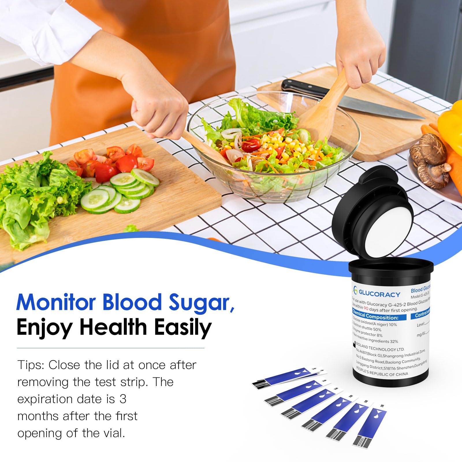 Glucoracy opening-date label on bottle for 90-day use window