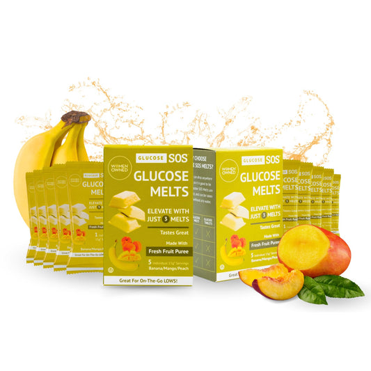 Glucose SOS Melts banana flavor pack for quick on-the-go energy