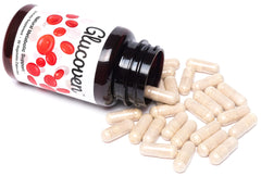 Glucoven label close-up highlighting non-GMO and vegan certifications.