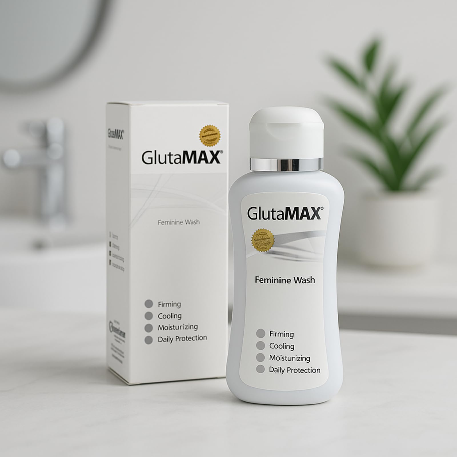 GlutaMAX Tone and Firm feminine wash 3-pack for on-the-go daily care.