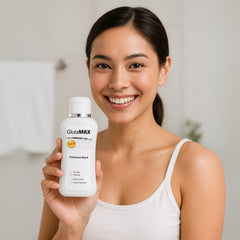 GlutaMAX application routine close-up showing gentle cleansing.
