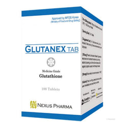 Glutanex Tab Glutathione bottle highlighting compact form for daily supplement routine.