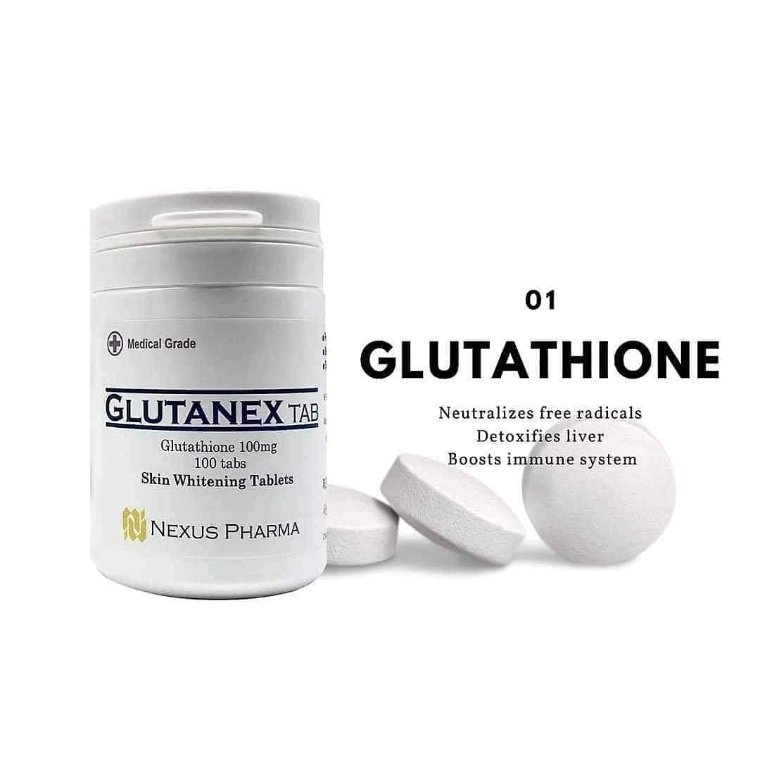 Glutanex Tab Glutathione tablets close-up ideal for skin support routines.