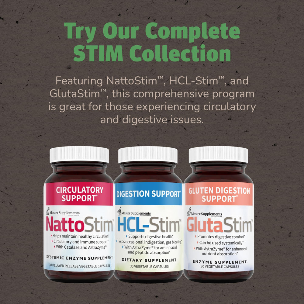 GlutaStim travel-friendly digestion support on-the-go bottle for meals.