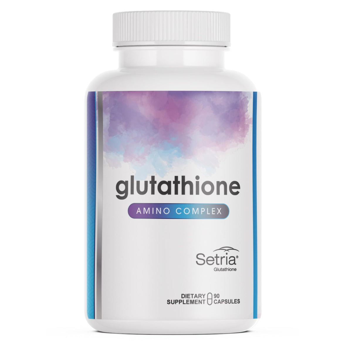 Glutathione Amino Complex bottle front with high absorption antioxidant branding.
