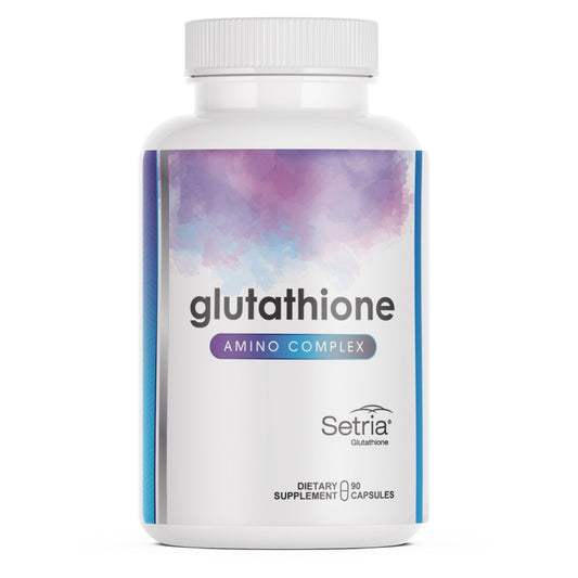 Glutathione Amino Complex bottle front with high absorption antioxidant branding.