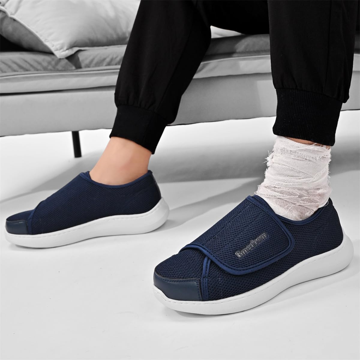 Gmedonm mens wide width shoes side with open upper for easy slip-on