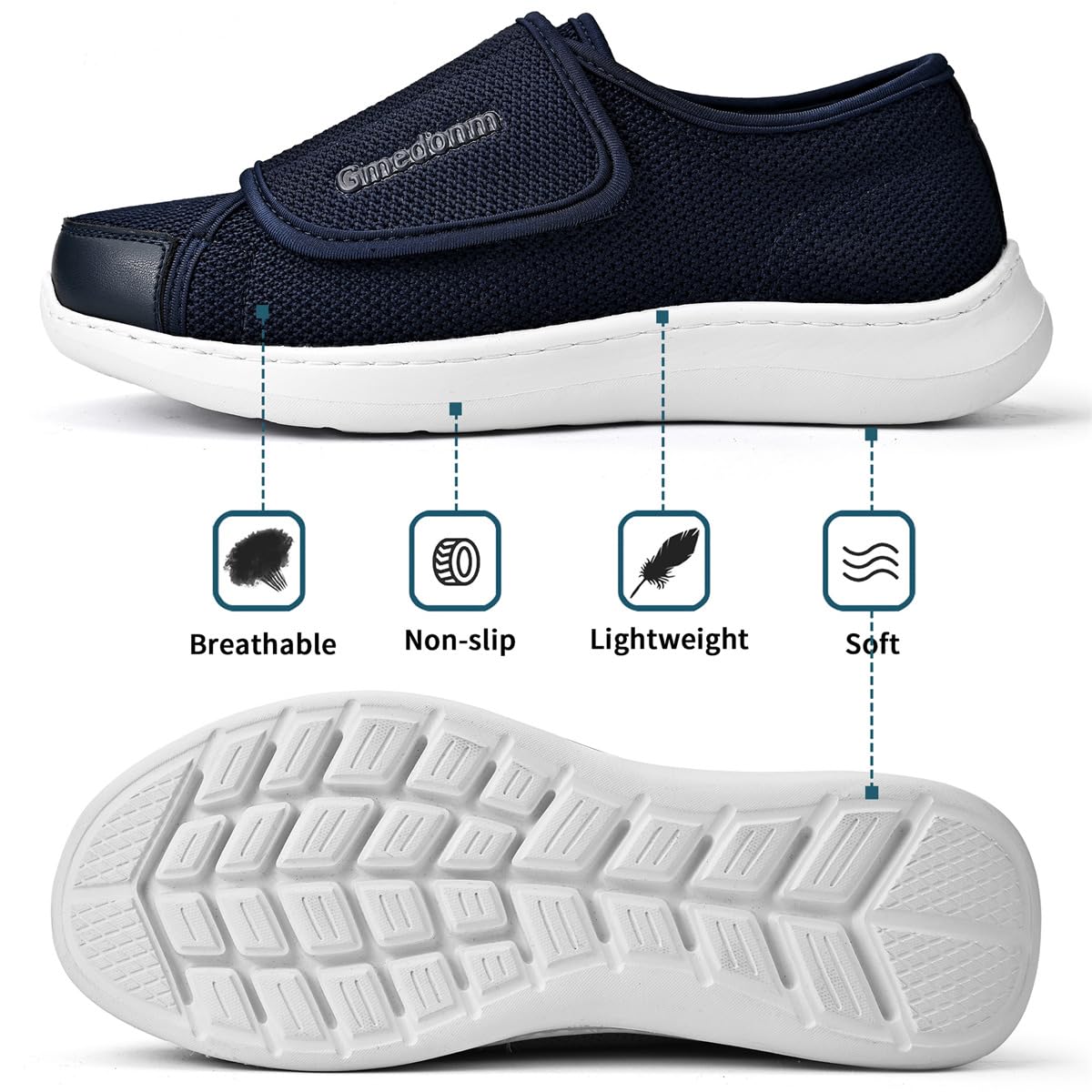 Gmedonm cushioned insole eases pressure and enhances comfort.