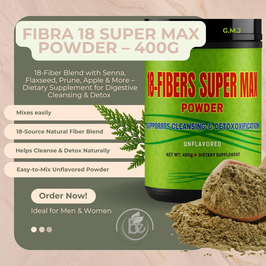 G.M.J Fibra 18 Super MAX powder scoop beside the container for easy measuring